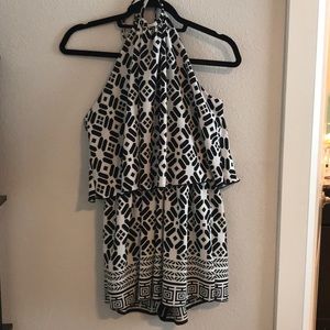 Black/white halter romper